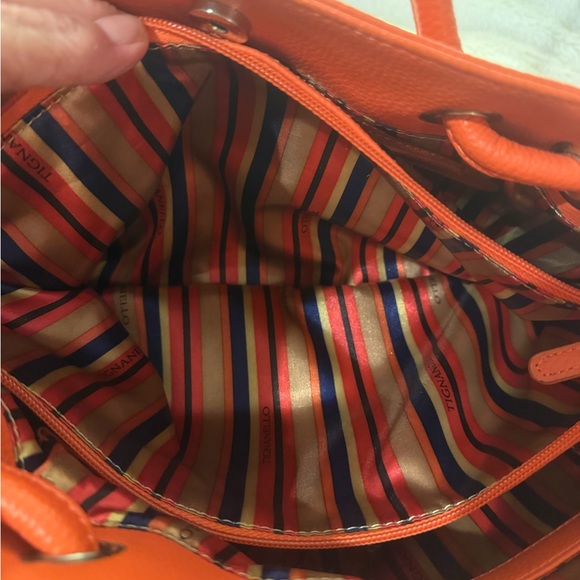 Tiganello Orange Pebbled Leather Tote.  14x10 - Picture 9 of 16